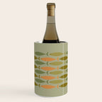 Fish Stripe 8 Mid Century Modern Minimal Pattern in Vintage Olive Green and Cantaloupe Orange Wine Chiller Gallery Image 3