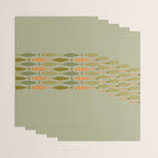 Fish Stripe 8 Mid Century Modern Minimal Pattern in Vintage Olive Green and Cantaloupe Orange Wrapping Paper Gallery Image 3