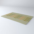 Fish Stripe 8 Mid Century Modern Minimal Pattern in Vintage Olive Green and Cantaloupe Orange Rug Gallery Image 3