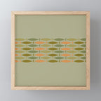 Fish Stripe 8 Mid Century Modern Minimal Pattern in Vintage Olive Green and Cantaloupe Orange Mini Art Print Gallery Image 1