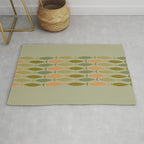 Fish Stripe 8 Mid Century Modern Minimal Pattern in Vintage Olive Green and Cantaloupe Orange Rug Gallery Image 1