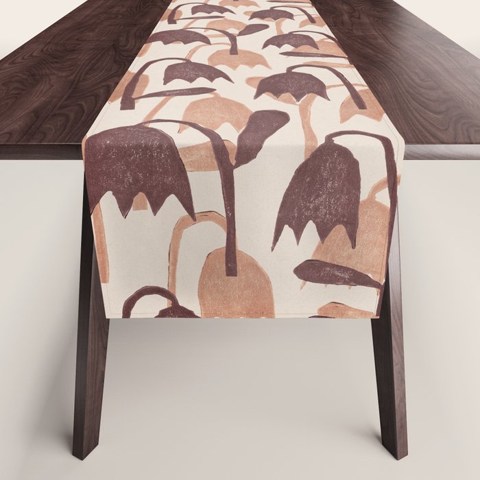 Linocut Tulip Pattern #2 Table Runner Gallery Image 1