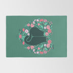 I Heart Cats and Flowers (in Green) Rug Gallery Image 2