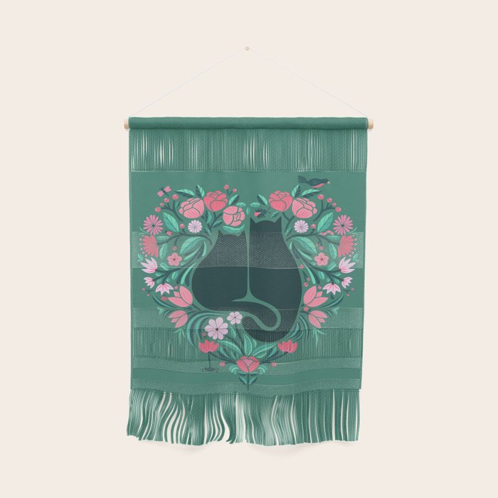 I Heart Cats and Flowers (in Green) Wall Hanging Gallery Image 1