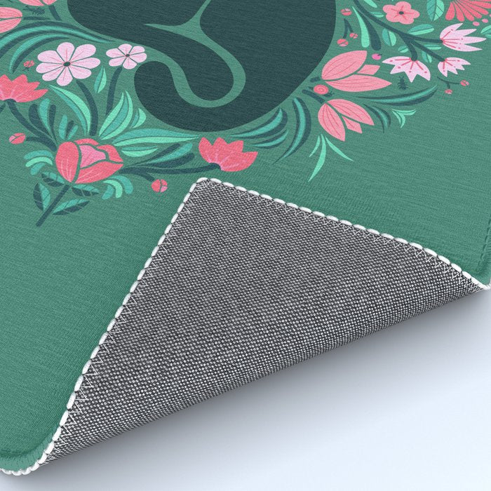 I Heart Cats and Flowers (in Green) Rug Gallery Image 4
