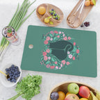 I Heart Cats and Flowers (in Green) Cutting Board Gallery Image 2