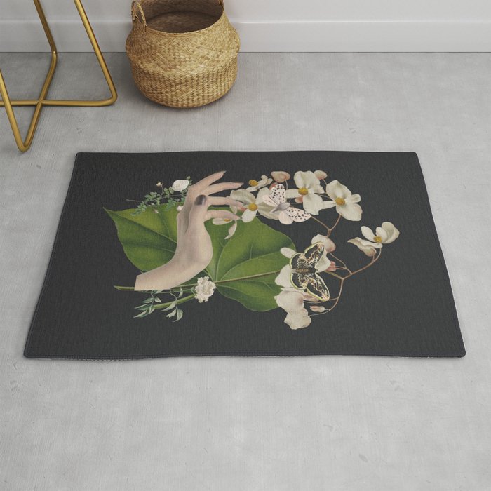 Minimal Collage/ Hand, Plants and Butterflies 6 Rug Gallery Image 1