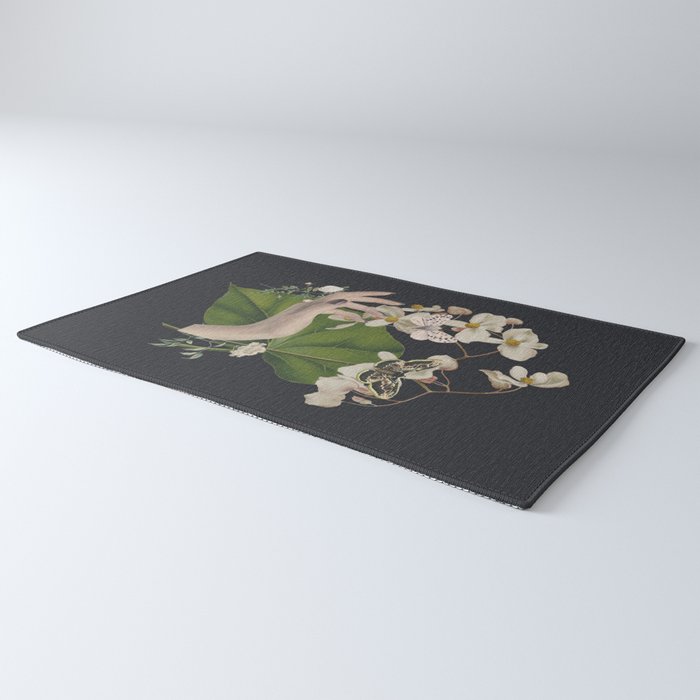 Minimal Collage/ Hand, Plants and Butterflies 6 Rug Gallery Image 3