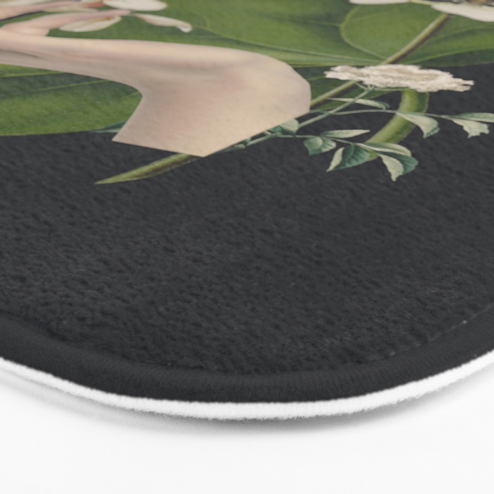 Minimal Collage/ Hand, Plants and Butterflies 6 Bath Mat Gallery Image 3