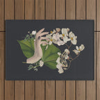 Minimal Collage/ Hand, Plants and Butterflies 6 Outdoor Rug Gallery Image 1