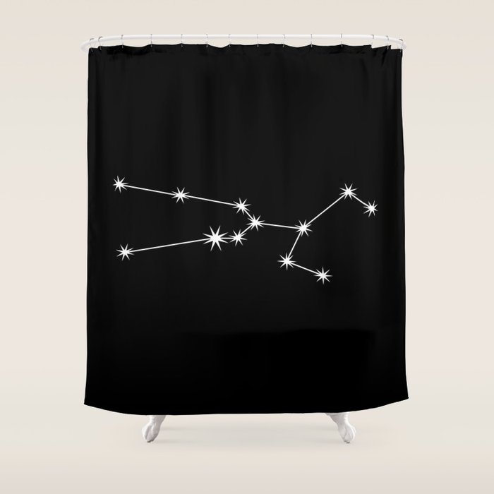 Taurus Zodiac Star Constellation Line Art Black Shower Curtain Gallery Image 1