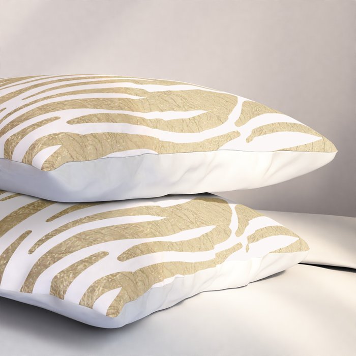 Chic faux gold white modern zebra animal print pattern Pillow Sham Gallery Image 3