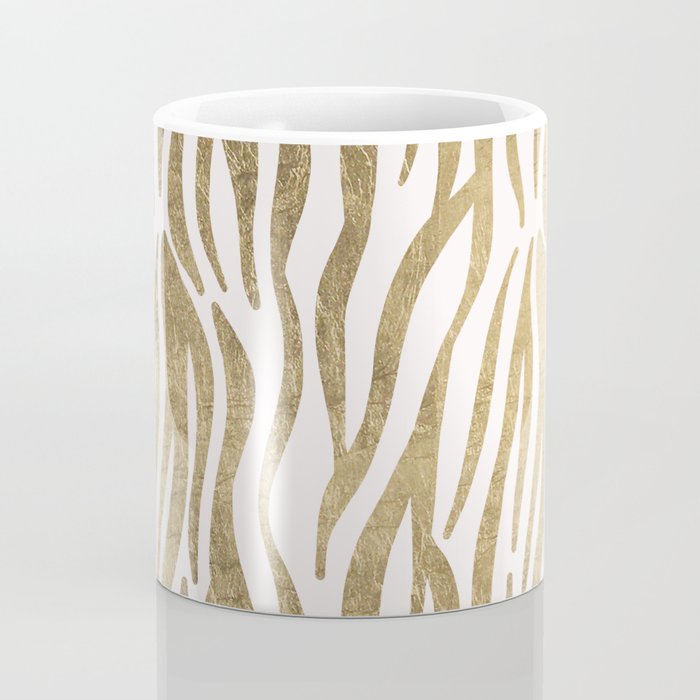 Chic faux gold white modern zebra animal print pattern Coffee Mug Gallery Image 4