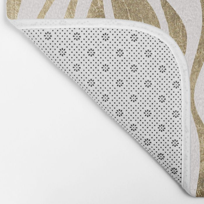 Chic faux gold white modern zebra animal print pattern Bath Mat Gallery Image 2