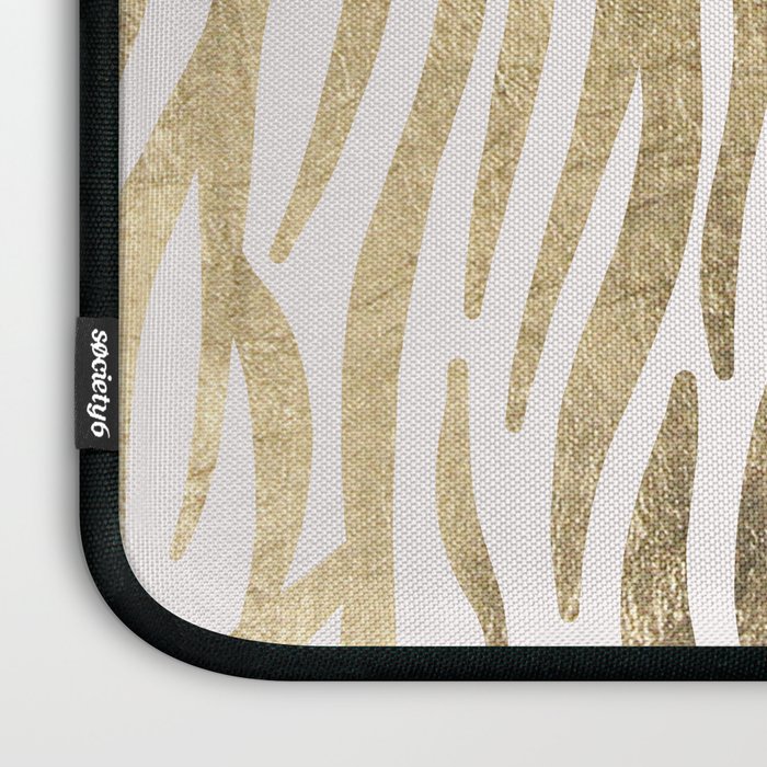 Chic faux gold white modern zebra animal print pattern Laptop Sleeve Gallery Image 3