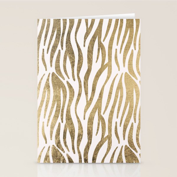 Chic faux gold white modern zebra animal print pattern Stationery Card Gallery Image 1