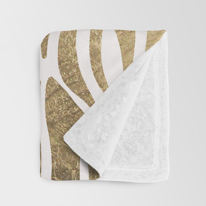 Chic faux gold white modern zebra animal print pattern Throw Blanket Gallery Image 3