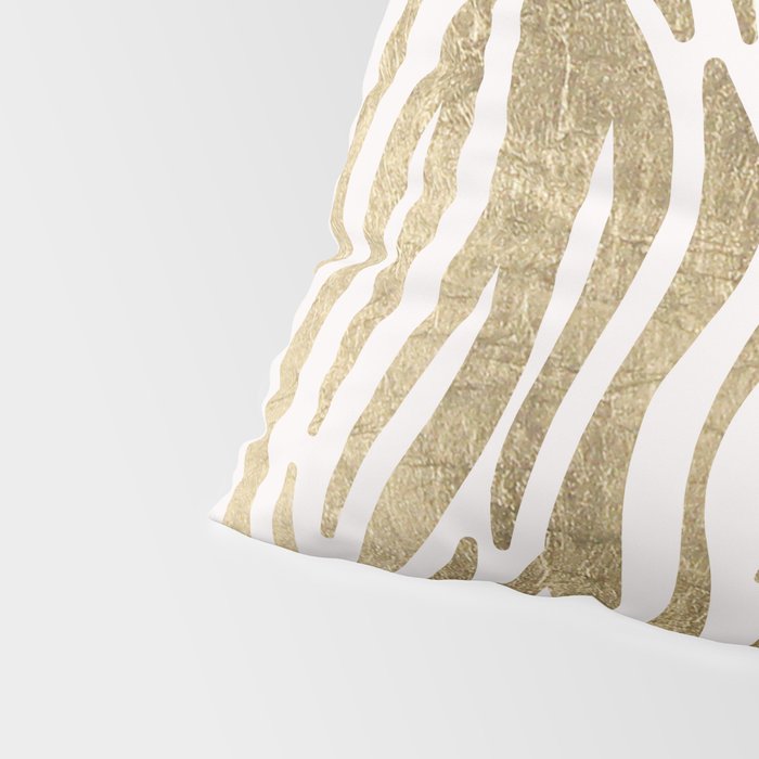 Chic faux gold white modern zebra animal print pattern Pillow Sham Gallery Image 4