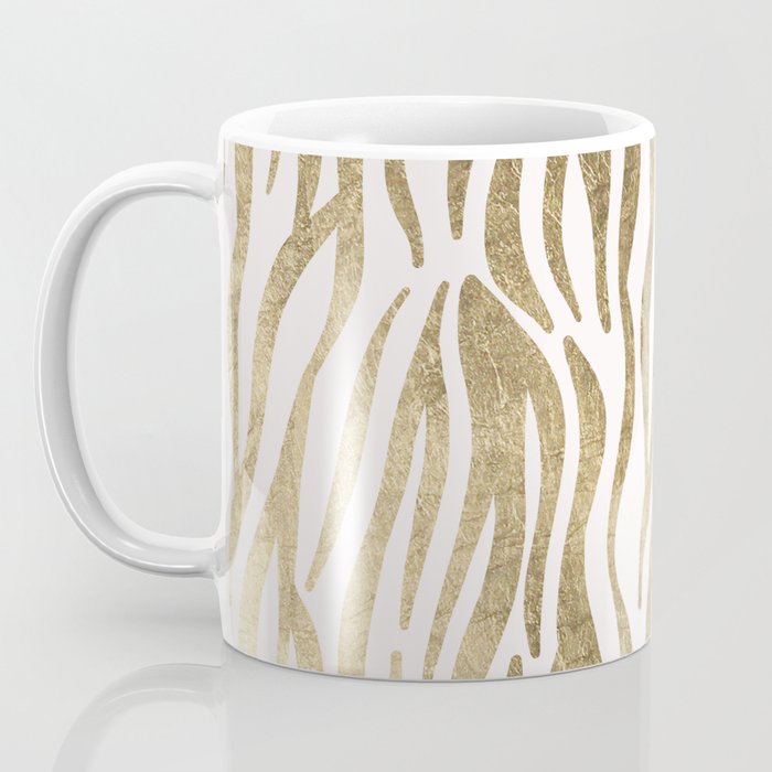 Chic faux gold white modern zebra animal print pattern Coffee Mug Gallery Image 3