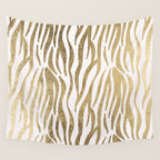 Chic faux gold white modern zebra animal print pattern Wall Tapestry Gallery Image 4