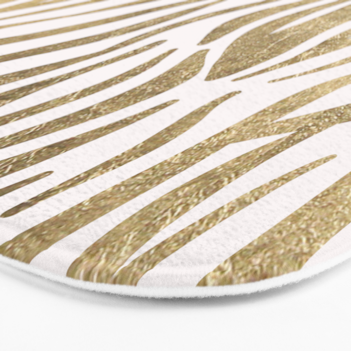 Chic faux gold white modern zebra animal print pattern Bath Mat Gallery Image 3