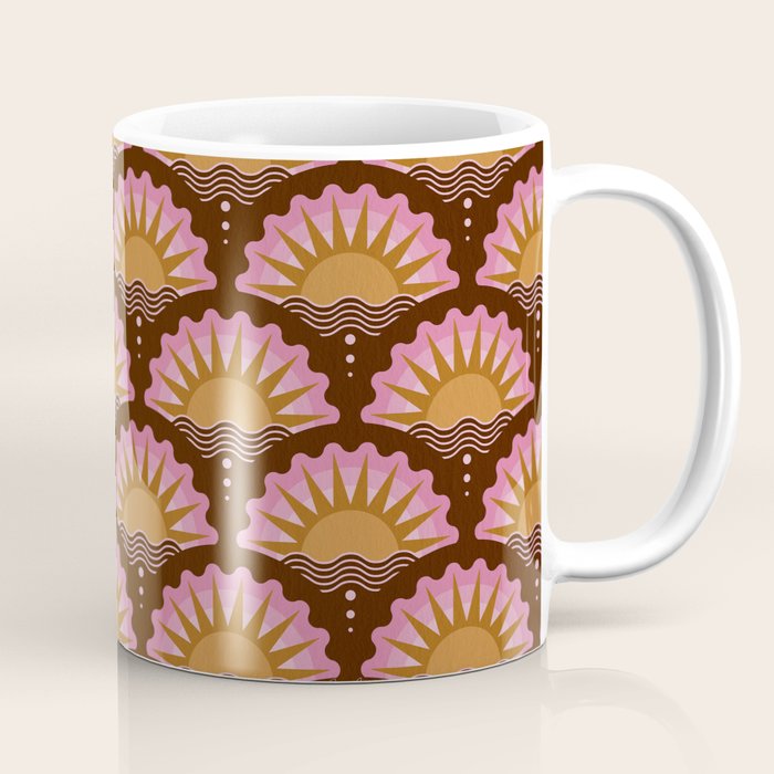 Sunset Seigaiha - Pink & Burgundy Coffee Mug Gallery Image 1