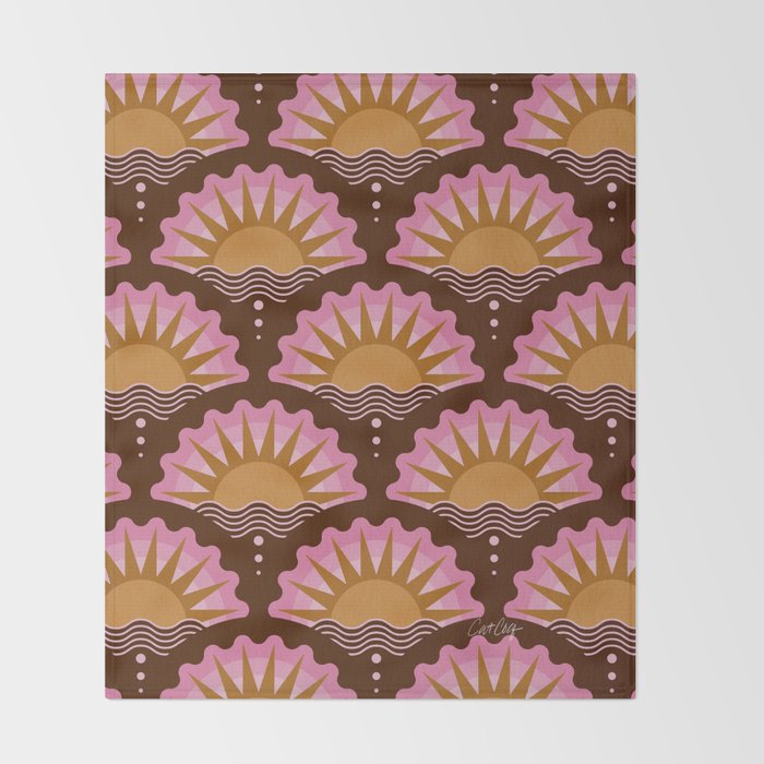Sunset Seigaiha - Pink & Burgundy Throw Blanket Gallery Image 2