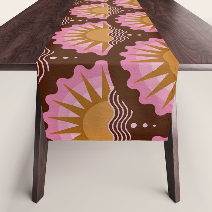 Sunset Seigaiha - Pink & Burgundy Table Runner Gallery Image 1