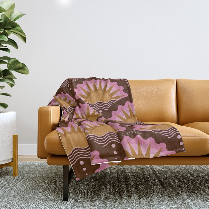 Sunset Seigaiha - Pink & Burgundy Throw Blanket Gallery Image 1