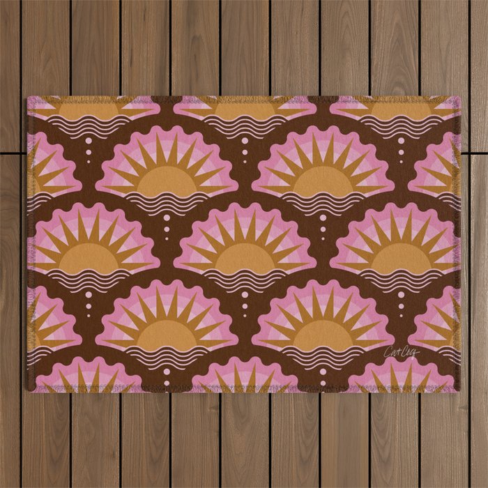Sunset Seigaiha - Pink & Burgundy Outdoor Rug Gallery Image 1