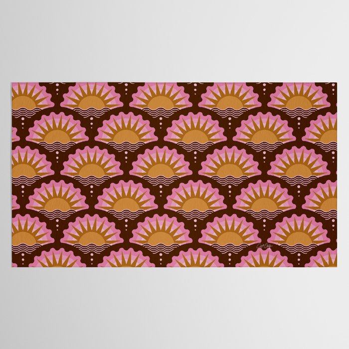 Sunset Seigaiha - Pink & Burgundy Tablecloth Gallery Image 2