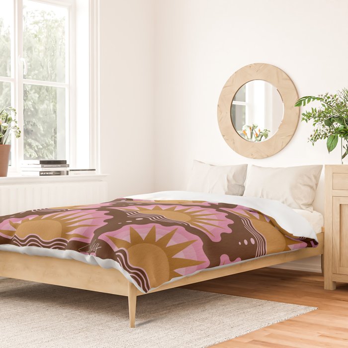 Sunset Seigaiha - Pink & Burgundy Duvet Cover Gallery Image 2