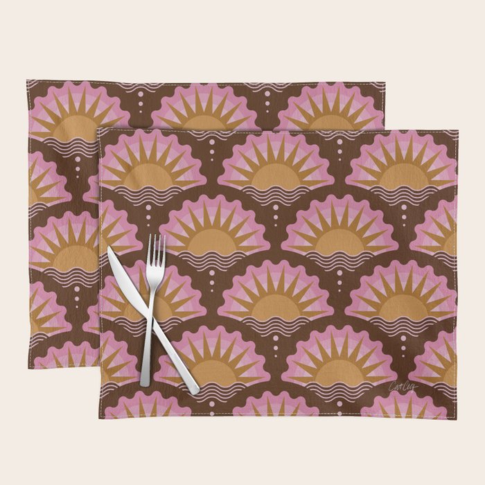 Sunset Seigaiha - Pink & Burgundy Placemat Gallery Image 1