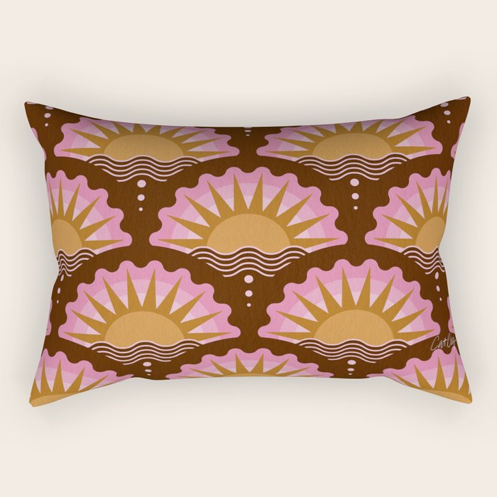 Sunset Seigaiha - Pink & Burgundy Rectangular Pillow Gallery Image 1