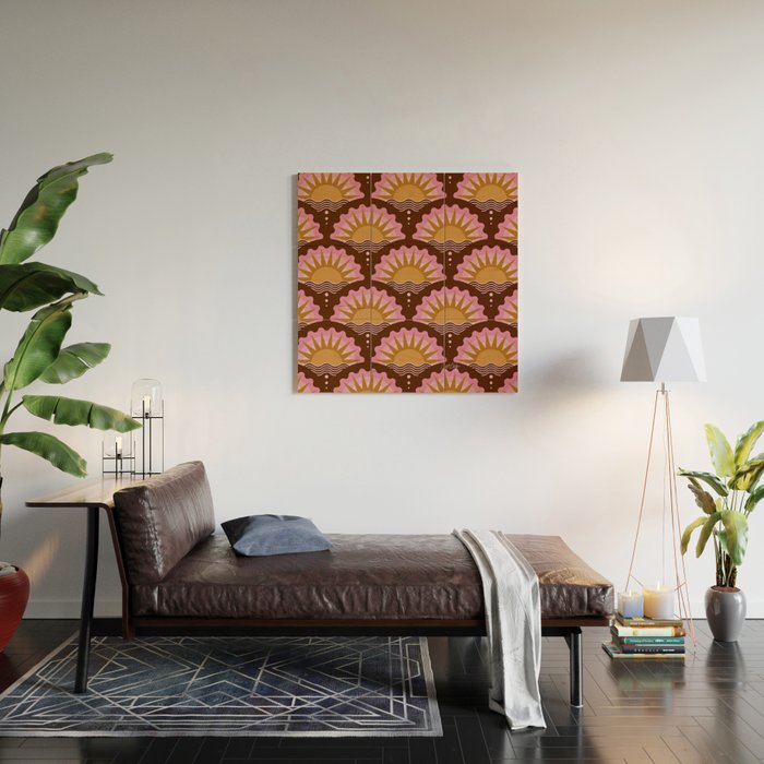 Sunset Seigaiha - Pink & Burgundy Wood Wall Art Gallery Image 2