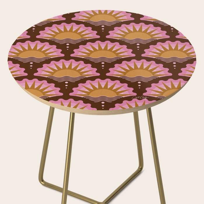 Sunset Seigaiha - Pink & Burgundy Side Table Gallery Image 2