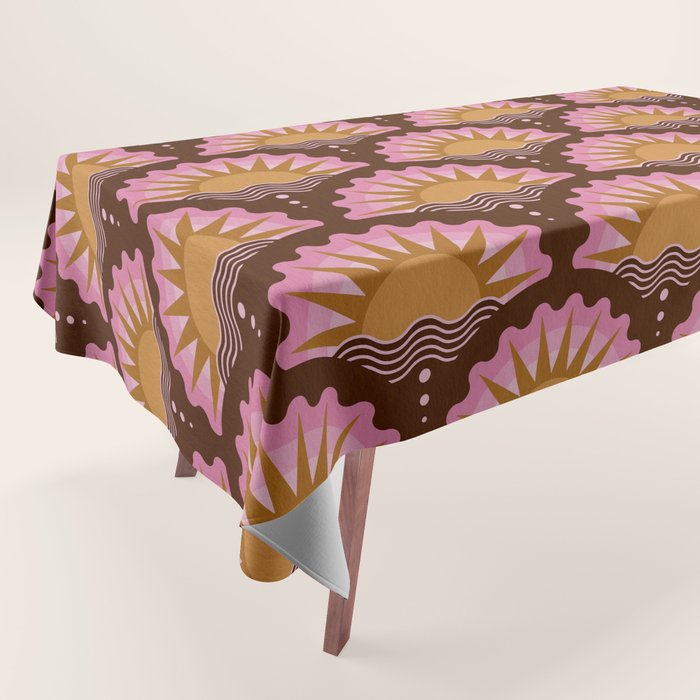 Sunset Seigaiha - Pink & Burgundy Tablecloth Gallery Image 1