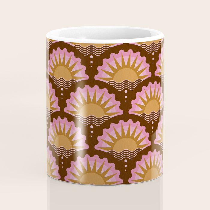 Sunset Seigaiha - Pink & Burgundy Coffee Mug Gallery Image 4