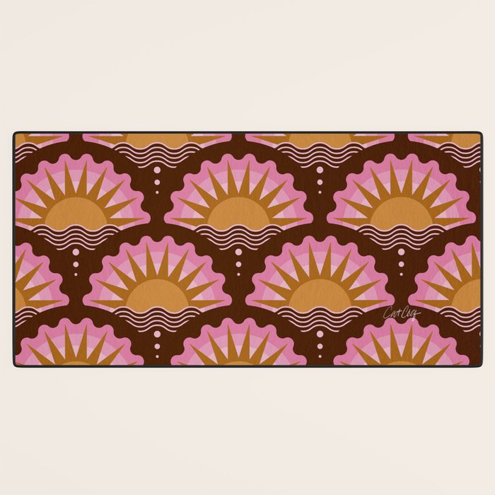 Sunset Seigaiha - Pink & Burgundy Desk Mat Gallery Image 3