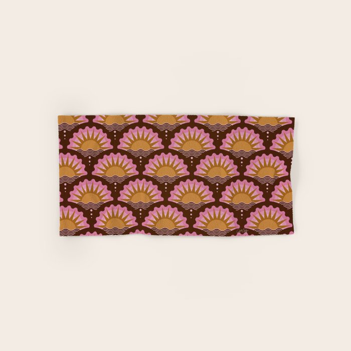 Sunset Seigaiha - Pink & Burgundy Bath Towel Gallery Image 1