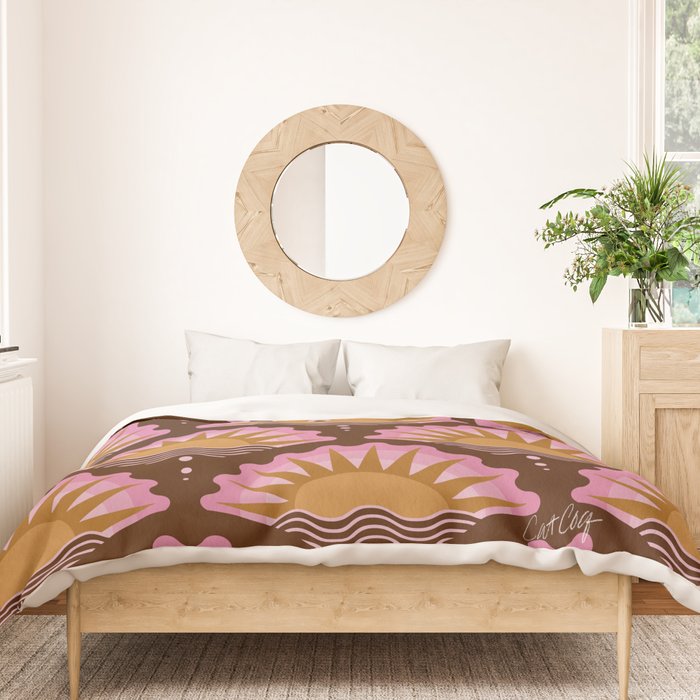 Sunset Seigaiha - Pink & Burgundy Duvet Cover Gallery Image 3