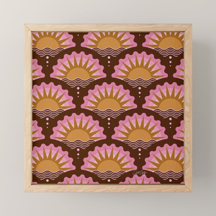 Sunset Seigaiha - Pink & Burgundy Mini Art Print Gallery Image 1