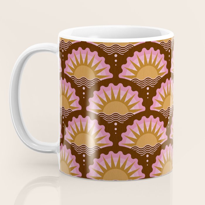Sunset Seigaiha - Pink & Burgundy Coffee Mug Gallery Image 3