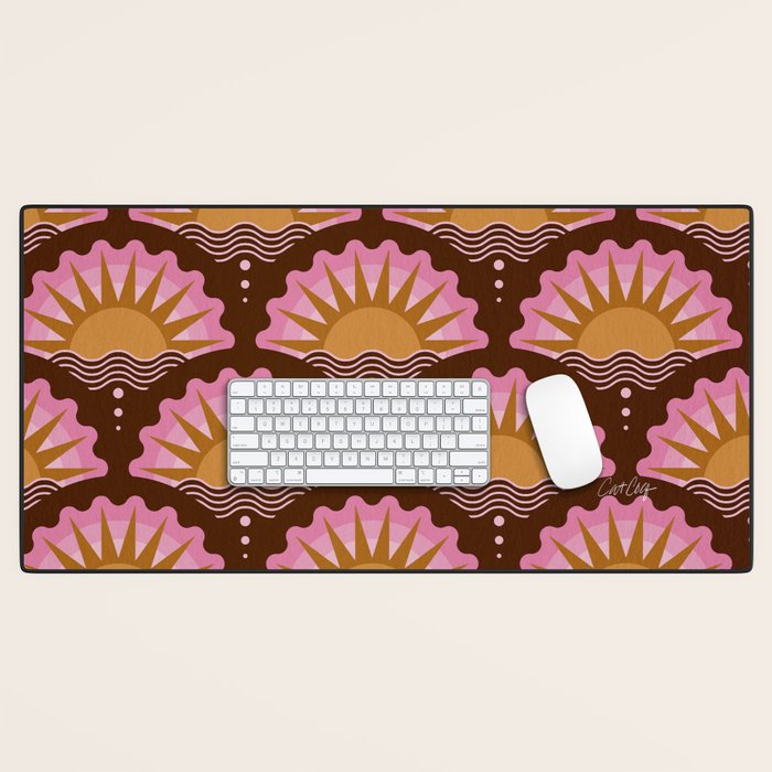 Sunset Seigaiha - Pink & Burgundy Desk Mat Gallery Image 1