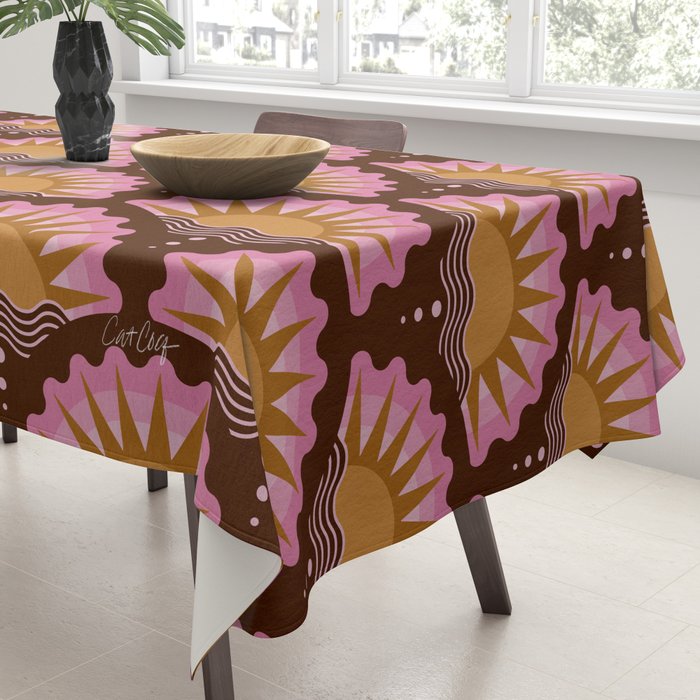 Sunset Seigaiha - Pink & Burgundy Tablecloth Gallery Image 3