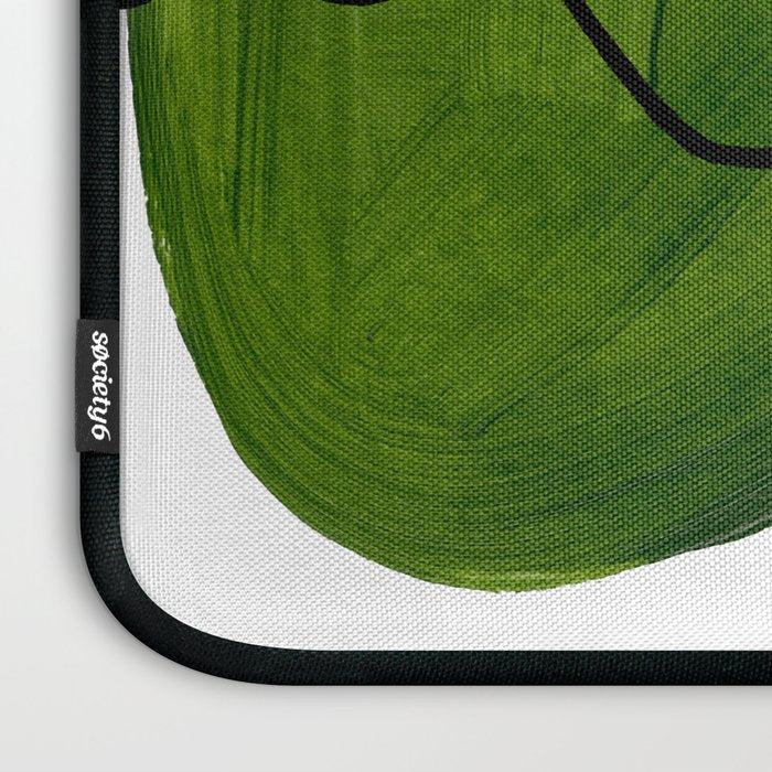 Modern Mid Century Fun Colorful Abstract Minimalist Painting Olive Green Yellow Ochre Buns Laptop Sleeve Gallery Image 3