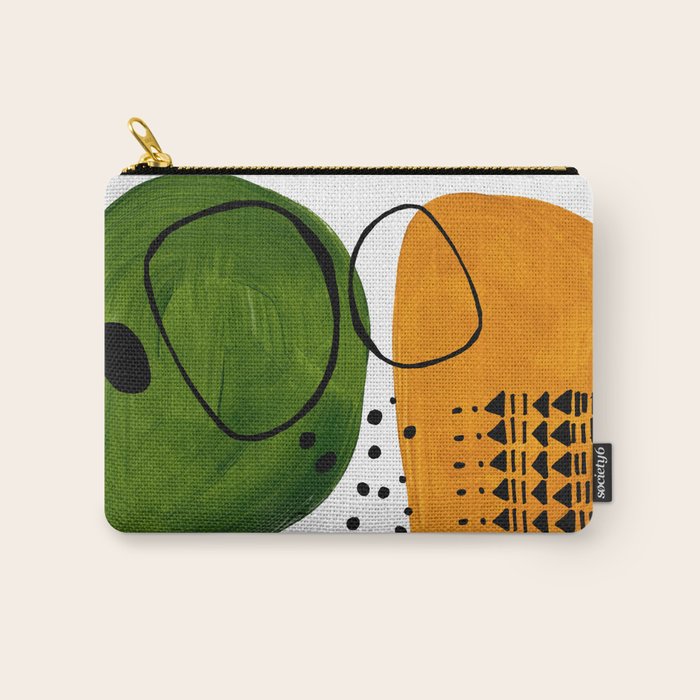 Modern Mid Century Fun Colorful Abstract Minimalist Painting Olive Green Yellow Ochre Buns Carry All Pouch Gallery Image 1