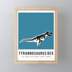 T-Rex Dinosaur Fossil / Skeleton in blue Mini Art Print Gallery Image 1
