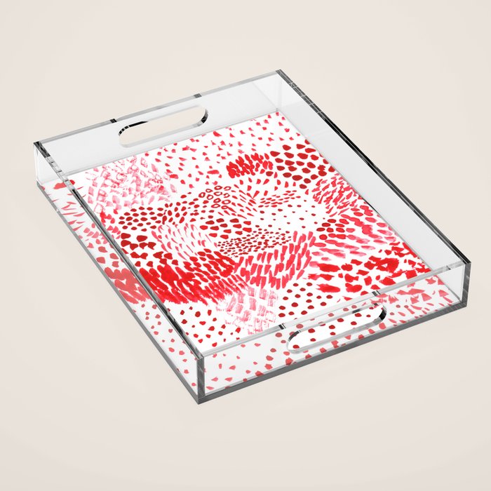 Watercolor Red Rhythm Acrylic Tray Gallery Image 1