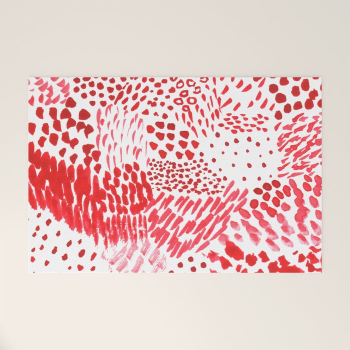 Watercolor Red Rhythm Welcome Mat Gallery Image 1